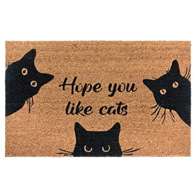 HANSE Home Deurmat van natuurlijke kokos, voor binnen en buiten, kattenmotief, weerbestendig, antislip, voor hal, terras, entree, 45 x 75 cm HANSE Home Deurmat van natuurlijke kokos, voor binnen en buiten, kattenmotief, weerbestendig, antislip, voor hal, terras, entree, 45 x 75 cm
