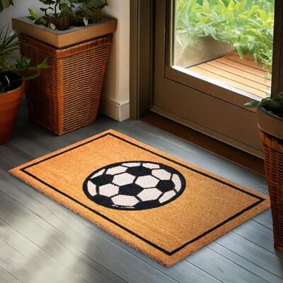 BRUBAKER Deurmat voor binnen en buiten, voetbal, 45 x 75 cm, 100% kokosmat, waterdicht, vuilwerend en antislip, voor huisdeur, tuin en terras, bruin BRUBAKER Deurmat voor binnen en buiten, voetbal, 45 x 75 cm, 100% kokosmat, waterdicht, vuilwerend en antislip, voor huisdeur, tuin en terras, bruin
