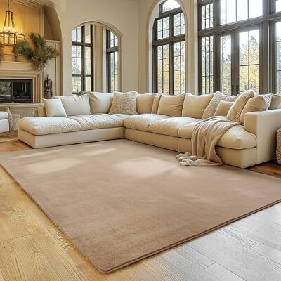 SIMPEX Vloerkleed, beige, 120 x 160 cm, laagpolig, wasbaar, antislip en zacht, modern eenkleurig design, voor woonkamer, slaapkamer, keuken en kinderkamer SIMPEX Vloerkleed, beige, 120 x 160 cm, laagpolig, wasbaar, antislip en zacht, modern eenkleurig design, voor woonkamer, slaapkamer, keuken en kinderkamer