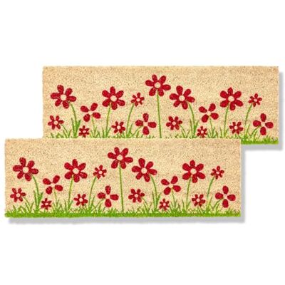 Astra Deurmat voor binnen, bloemenweide, 25 x 75 cm, antislip, dun, vuilvangmat voor binnen en overdekte buiten, schoenparkeerplaats, 100% kokos Astra Deurmat voor binnen, bloemenweide, 25 x 75 cm, antislip, dun, vuilvangmat voor binnen en overdekte buiten, schoenparkeerplaats, 100% kokos