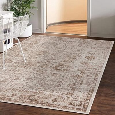 Mazovia Modern vloerkleed voor de woonkamer, groot formaat tapijt voor slaapkamer, volwassenen, modern, laagpolig tapijt voor slaapkamer en woonkamer, rug vintage abstract patroon, 200 x 300 cm, beige Mazovia Modern vloerkleed voor de woonkamer, groot formaat tapijt voor slaapkamer, volwassenen, modern, laagpolig tapijt voor slaapkamer en woonkamer, rug vintage abstract patroon, 200 x 300 cm, beige