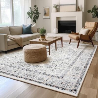 Carpeto Rugs Vloerkleed voor woonkamer, Scandinavisch motief, etno, groot formaat, slaapkamer, volwassenen, modern, laagpolig, tapijt voor slaapkamer en woonkamer, crème, 140 x 200 cm Carpeto Rugs Vloerkleed voor woonkamer, Scandinavisch motief, etno, groot formaat, slaapkamer, volwassenen, modern, laagpolig, tapijt voor slaapkamer en woonkamer, crème, 140 x 200 cm