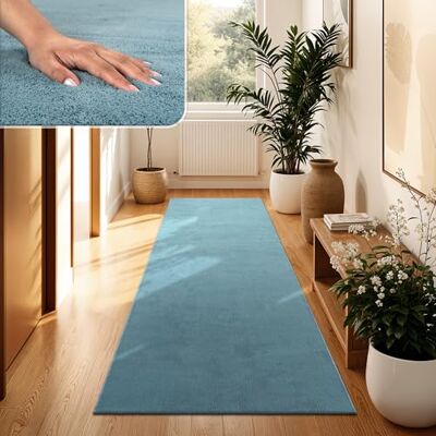 Paco Home Vloerkleed voor de woonkamer, effen, wasbaar, korte en zachte pool 80 x 150 cm, turquoise Paco Home Vloerkleed voor de woonkamer, effen, wasbaar, korte en zachte pool 80 x 150 cm, turquoise