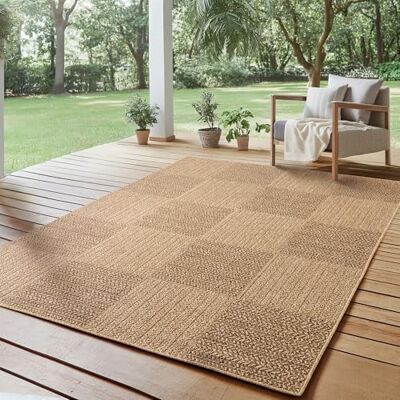 SIMPEX Vloerkleed voor buiten, 240 x 340 cm, XL, weerbestendig, onderhoudsvriendelijk, natuurlijke jute-look, geruit design, voor woonkamer, terras, balkon SIMPEX Vloerkleed voor buiten, 240 x 340 cm, XL, weerbestendig, onderhoudsvriendelijk, natuurlijke jute-look, geruit design, voor woonkamer, terras, balkon