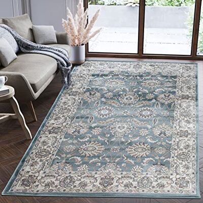 Mazovia Traditioneel woonkamertapijt, groot formaat, slaapkamer, volwassenen, modern, laagpolig, tapijt voor slaapkamer en woonkamer, oosterse patroon, blauw, 120 x 170 cm Mazovia Traditioneel woonkamertapijt, groot formaat, slaapkamer, volwassenen, modern, laagpolig, tapijt voor slaapkamer en woonkamer, oosterse patroon, blauw, 120 x 170 cm