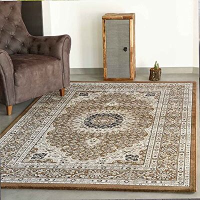 VIMODA tibet0146 Klassiek vloerkleed met cirkelmotief, Dich geweven, Oosterse motief, Top Kwaliteit Bruin, 80 x 300 cm VIMODA tibet0146 Klassiek vloerkleed met cirkelmotief, Dich geweven, Oosterse motief, Top Kwaliteit Bruin, 80 x 300 cm