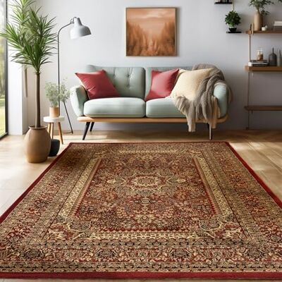 SIMPEX Oosters tapijt, 200 x 290 cm, rood, decoratief, laagpolig, etnische stijl, onderhoudsvriendelijk element voor woonkamer of eetkamer SIMPEX Oosters tapijt, 200 x 290 cm, rood, decoratief, laagpolig, etnische stijl, onderhoudsvriendelijk element voor woonkamer of eetkamer