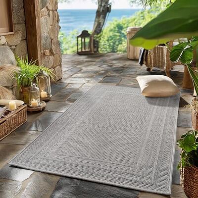 SIMPEX Vloerkleed voor buiten, grijs, 80 x 150 cm, hal, weerbestendig, uv-bestendig, onderhoudsvriendelijk, effen, met rand, voor keuken, balkon, terras, woonkamer SIMPEX Vloerkleed voor buiten, grijs, 80 x 150 cm, hal, weerbestendig, uv-bestendig, onderhoudsvriendelijk, effen, met rand, voor keuken, balkon, terras, woonkamer