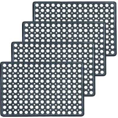 Astra Set van 4 rubberen deurmatten, weerbestendig, zwart, voor buiten, antislip, zeer robuust, 40 x 60 cm Astra Set van 4 rubberen deurmatten, weerbestendig, zwart, voor buiten, antislip, zeer robuust, 40 x 60 cm