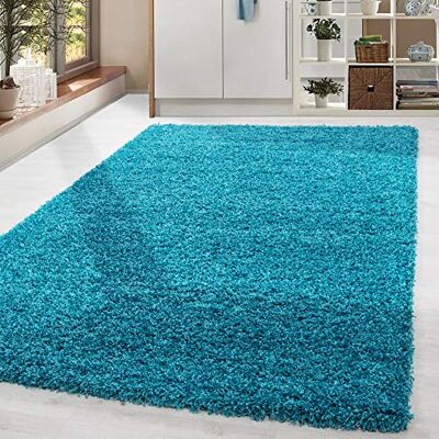 HomebyHome Vloerkleed voor de woonkamer, 200 x 300 cm, modern tapijt voor slaapkamer, volwassenen, turquoise, 200 x 290 cm, shaggy, woonkamer, tapijt, langpolig, effen, zacht en pluizig, keuken HomebyHome Vloerkleed voor de woonkamer, 200 x 300 cm, modern tapijt voor slaapkamer, volwassenen, turquoise, 200 x 290 cm, shaggy, woonkamer, tapijt, langpolig, effen, zacht en pluizig, keuken