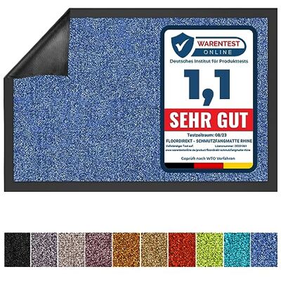 Floordirekt Schoonloopmat Rhine, wasbare en effectieve vloermat, vuilvangmat met antislip achterkant, deurmat in vele maten en kleuren, blauw, 90 cm x 150 cm Floordirekt Schoonloopmat Rhine, wasbare en effectieve vloermat, vuilvangmat met antislip achterkant, deurmat in vele maten en kleuren, blauw, 90 cm x 150 cm