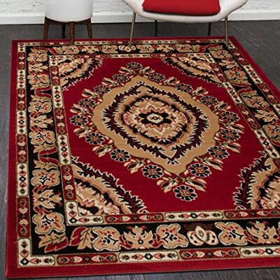 Mazovia Vloerkleed voor de woonkamer, modern, vintage, oosters, motief, groot formaat, laagpolig, tapijt voor woonkamer en slaapkamer, tapijt, rood, 60 x 100 cm Mazovia Vloerkleed voor de woonkamer, modern, vintage, oosters, motief, groot formaat, laagpolig, tapijt voor woonkamer en slaapkamer, tapijt, rood, 60 x 100 cm