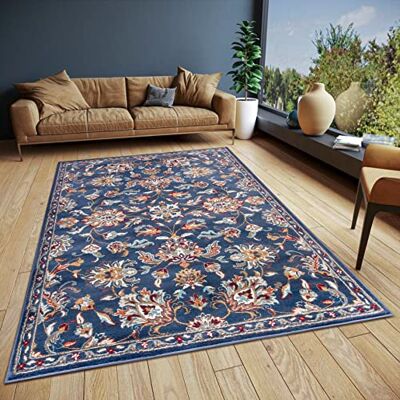 HANSE Home Caracci Klassiek oosters tapijt, dicht geweven, met ornamenten en bloemenpatronen, laagpolig tapijt voor slaapkamer, eetkamer, woonkamer, hal, keuken, blauw, 160 x 235 cm HANSE Home Caracci Klassiek oosters tapijt, dicht geweven, met ornamenten en bloemenpatronen, laagpolig tapijt voor slaapkamer, eetkamer, woonkamer, hal, keuken, blauw, 160 x 235 cm