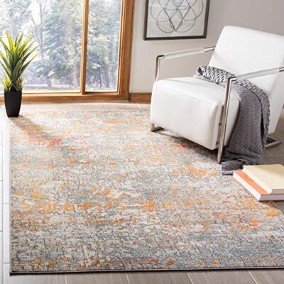 SAFAVIEH Madison Collection MAD460F Modern abstract pluisvrij tapijt voor woonkamer, slaapkamer, eetkamer, thuiskantoor, 1,8 x 2,7 m (grijs/oranje) SAFAVIEH Madison Collection MAD460F Modern abstract pluisvrij tapijt voor woonkamer, slaapkamer, eetkamer, thuiskantoor, 1,8 x 2,7 m (grijs/oranje)