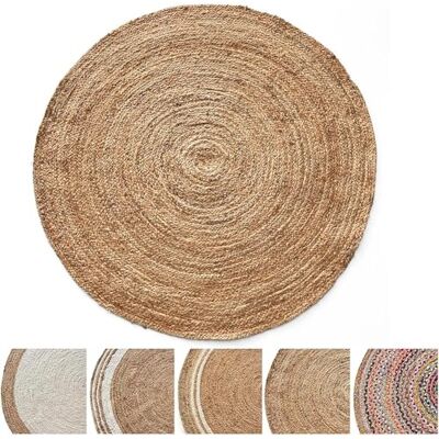 KARAT Rond jute tapijt, 100% natuurlijke vezels, jute tapijt, boho-stijl, natuurlijk tapijt, handgeweven, voor keuken en woonkamer, robuust en scheurvast, decoratief tapijt (Surat Ø 120 cm) KARAT Rond jute tapijt, 100% natuurlijke vezels, jute tapijt, boho-stijl, natuurlijk tapijt, handgeweven, voor keuken en woonkamer, robuust en scheurvast, decoratief tapijt (Surat Ø 120 cm)