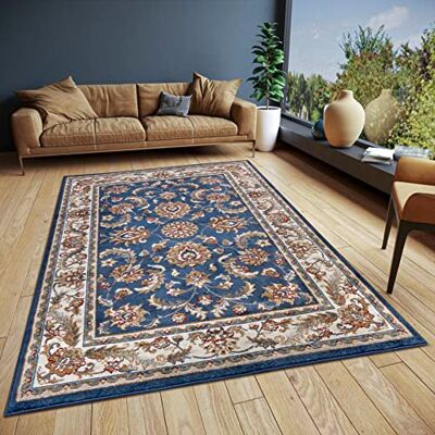 HANSE Home Reni Oosters Tapijt Klassiek Oosters tapijt strak geweven met ornamenten en bloemmotieven met korte pool, zacht, voor slaapkamer, eetkamer, woonkamer, hal crèmeblauw, 140 x HANSE Home Reni Oosters Tapijt Klassiek Oosters tapijt strak geweven met ornamenten en bloemmotieven met korte pool, zacht, voor slaapkamer, eetkamer, woonkamer, hal crèmeblauw, 140 x