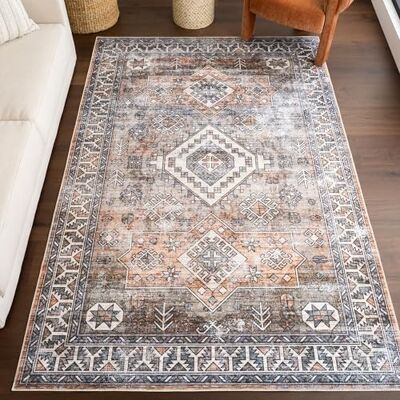 nuLOOM Bowie Decoratief tapijt, ultradun, machinewasbaar, tribal roestpatroon, 0,6 x 0,9 m nuLOOM Bowie Decoratief tapijt, ultradun, machinewasbaar, tribal roestpatroon, 0,6 x 0,9 m
