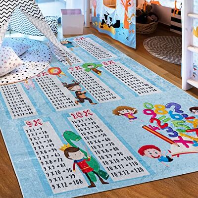 Mazovia Tapijt voor kinderkamer wasbaar vloerkleed bedrukt met korte pool zacht tapijt voor slaapkamer antislip tapijt Emma tapijt voor kinderen veelkleurig blauw 80 x 150 cm Mazovia Tapijt voor kinderkamer wasbaar vloerkleed bedrukt met korte pool zacht tapijt voor slaapkamer antislip tapijt Emma tapijt voor kinderen veelkleurig blauw 80 x 150 cm