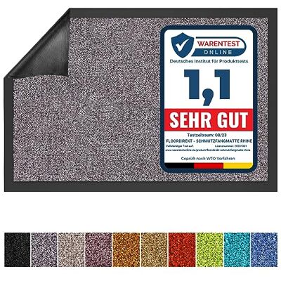 Floordirekt Schoonloopmat Rhine, wasbare en effectieve vloermat, vuilvangmat met antislip achterkant, deurmat in vele maten en kleuren, grijs (mus), 90 x 300 cm Floordirekt Schoonloopmat Rhine, wasbare en effectieve vloermat, vuilvangmat met antislip achterkant, deurmat in vele maten en kleuren, grijs (mus), 90 x 300 cm