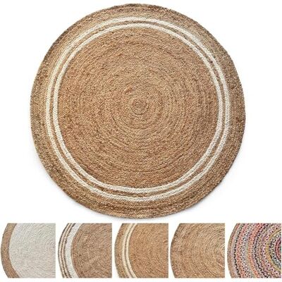 KARAT Rond tapijt van 100% natuurlijke vezels Boheemse stijl, handgeweven, robuust en scheurvast, voor keuken en woonkamer decoratie (Mumbai Ø 200 cm) KARAT Rond tapijt van 100% natuurlijke vezels Boheemse stijl, handgeweven, robuust en scheurvast, voor keuken en woonkamer decoratie (Mumbai Ø 200 cm)