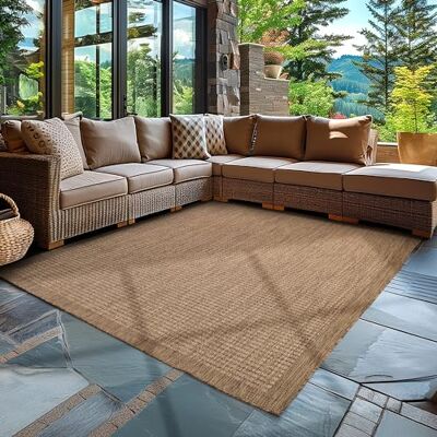 Carpettex Vloerkleed voor binnen en buiten, weerbestendig, 120 x 170 cm, bruin, sisal-look, afwasbaar, waterdicht, plat geweven, ideaal als tapijt voor keuken, terras, tuin en Carpettex Vloerkleed voor binnen en buiten, weerbestendig, 120 x 170 cm, bruin, sisal-look, afwasbaar, waterdicht, plat geweven, ideaal als tapijt voor keuken, terras, tuin en