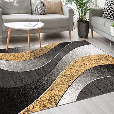 Mazovia Modern tapijt, tapijt voor slaapkamer, woonkamer en eetkamer, robuust, zacht, laagpolig, Oeko-Tex woonkamertapijt, ATENA-collectie, grijs/geel, 200 x 300 cm Mazovia Modern tapijt, tapijt voor slaapkamer, woonkamer en eetkamer, robuust, zacht, laagpolig, Oeko-Tex woonkamertapijt, ATENA-collectie, grijs/geel, 200 x 300 cm