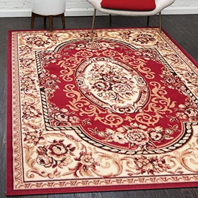 Mazovia Vloerkleed voor de woonkamer, modern, vintage, oosters, motief, groot formaat, laagpolig, tapijt voor woonkamer en slaapkamer, tapijt, rood, 180 x 250 cm Mazovia Vloerkleed voor de woonkamer, modern, vintage, oosters, motief, groot formaat, laagpolig, tapijt voor woonkamer en slaapkamer, tapijt, rood, 180 x 250 cm