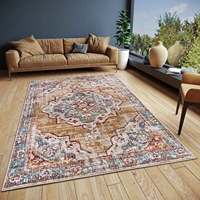 HANSE Home Strozzi Oosters tapijt, klassiek, dicht geweven met ornamenten, vintage look, zacht, laagpolig, voor slaapkamer, eetkamer, woonkamer, beige-blauw, 160 x 235 cm HANSE Home Strozzi Oosters tapijt, klassiek, dicht geweven met ornamenten, vintage look, zacht, laagpolig, voor slaapkamer, eetkamer, woonkamer, beige-blauw, 160 x 235 cm