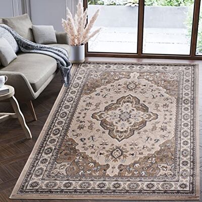 Mazovia Vloerkleed voor de woonkamer Groot formaat tapijt voor slaapkamer, volwassenen, modern, laagpolig, tapijt voor slaapkamer en woonkamer, kleed traditioneel motief, ornamenten beige 180 x Mazovia Vloerkleed voor de woonkamer Groot formaat tapijt voor slaapkamer, volwassenen, modern, laagpolig, tapijt voor slaapkamer en woonkamer, kleed traditioneel motief, ornamenten beige 180 x