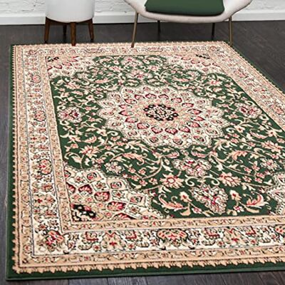 Mazovia Vloerkleed woonkamer, modern, vintage, oosters patroon, groot formaat, slaapkamer, laagpolig, tapijt voor woonkamer en slaapkamer, tapijt, groen, 250 x 350 cm Mazovia Vloerkleed woonkamer, modern, vintage, oosters patroon, groot formaat, slaapkamer, laagpolig, tapijt voor woonkamer en slaapkamer, tapijt, groen, 250 x 350 cm