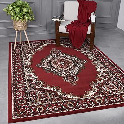 VIMODA Klassiek Oosters tapijt, strak geweven, woonkamertapijt, rood beige, afmetingen: 120 x 170 cm VIMODA Klassiek Oosters tapijt, strak geweven, woonkamertapijt, rood beige, afmetingen: 120 x 170 cm