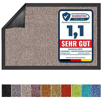 Floordirekt Schoonloopmat Rhine, wasbare en effectieve vloermat, vuilvangmat met antislip achterkant, deurmat in vele maten en kleuren, lichtgrijs (meeuw), 120 cm x 300 cm Floordirekt Schoonloopmat Rhine, wasbare en effectieve vloermat, vuilvangmat met antislip achterkant, deurmat in vele maten en kleuren, lichtgrijs (meeuw), 120 cm x 300 cm