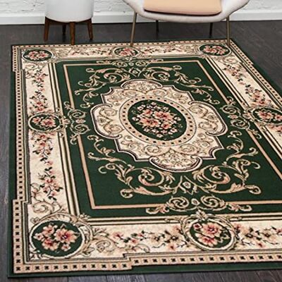 Mazovia Vloerkleed woonkamer, modern, vintage, oosters patroon, groot formaat, slaapkamer, laagpolig, tapijt voor woonkamer en slaapkamer, tapijt, groen, 220 x 300 cm Mazovia Vloerkleed woonkamer, modern, vintage, oosters patroon, groot formaat, slaapkamer, laagpolig, tapijt voor woonkamer en slaapkamer, tapijt, groen, 220 x 300 cm