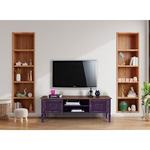 Hanah Home Elegante paarse tv-kast, 150 cm breed, 40 cm hoog, 50 cm diep, 100% MDF met schuimrubberen bovenkant en hoornpoten, modern design voor woonkamer en entertainmentruimtes Hanah Home Elegante paarse tv-kast, 150 cm breed, 40 cm hoog, 50 cm diep, 100% MDF met schuimrubberen bovenkant en hoornpoten, modern design voor woonkamer en entertainmentruimtes