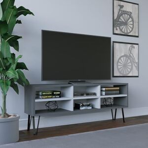 Hanah Home Elegante tv-kast met wandmontageoptie, antraciet en wit, 120 cm x 25 cm x 46,6 cm, melamine coating, dikte 18 mm, meerdere planken voor moderne woonkamer Hanah Home Elegante tv-kast met wandmontageoptie, antraciet en wit, 120 cm x 25 cm x 46,6 cm, melamine coating, dikte 18 mm, meerdere planken voor moderne woonkamer