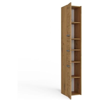 CDF Badkamermeubel zuil badkamer breedte 30 cm opbergkast hoge zuil smal meubel met planken toilet kleine ruimtes eiken ambachtelijk 30x30x170 cm eenvoudige montage CDF Badkamermeubel zuil badkamer breedte 30 cm opbergkast hoge zuil smal meubel met planken toilet kleine ruimtes eiken ambachtelijk 30x30x170 cm eenvoudige montage