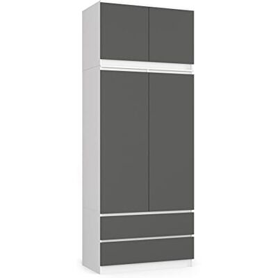 AKORD Kast met 4 deuren Slaapkamerkast met 2 laden met planken en een stang Kledingkast zonder kledingkast Slaapkamer Kleedkamer Opbergkast Premium Kwaliteit 234 cm Hoogte AKORD Kast met 4 deuren Slaapkamerkast met 2 laden met planken en een stang Kledingkast zonder kledingkast Slaapkamer Kleedkamer Opbergkast Premium Kwaliteit 234 cm Hoogte