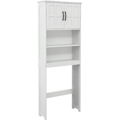 kleankin WC-kast met nissen, dubbele deur, wit Toiletkast, opbergkast voor badkamer, verstelbare plank kleankin WC-kast met nissen, dubbele deur, wit Toiletkast, opbergkast voor badkamer, verstelbare plank