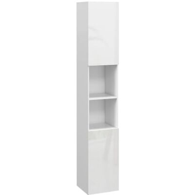 kleankin Badkamermeubel, hoog, 30 x 30 x 181,5 cm, wit Glanzende afwerking, verstelbare planken, 2 kasten en 2 nissen, opbergrek voor badkamer kleankin Badkamermeubel, hoog, 30 x 30 x 181,5 cm, wit Glanzende afwerking, verstelbare planken, 2 kasten en 2 nissen, opbergrek voor badkamer