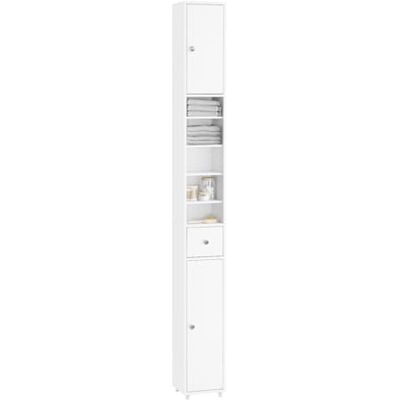 SoBuy Badkamermeubel, opbergkast, toiletkast met 4 verstelbare planken, 1 laden en 2 deuren, hoge kast voor woonkamer, kantoor, slaapkamer, wit, L 20 x D 20 x H 180 cm, BZR34-W SoBuy Badkamermeubel, opbergkast, toiletkast met 4 verstelbare planken, 1 laden en 2 deuren, hoge kast voor woonkamer, kantoor, slaapkamer, wit, L 20 x D 20 x H 180 cm, BZR34-W