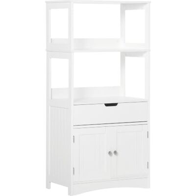 kleankin Opbergkast voor badkamer, lade, 60 x 33 x 122 cm, wit 2 deuren, 3 planken, MDF kleankin Opbergkast voor badkamer, lade, 60 x 33 x 122 cm, wit 2 deuren, 3 planken, MDF