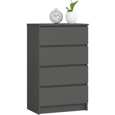 AKORD Commode met 4 laden, 60 x 99 x 40 cm, moderne commode voor de woonkamer, hoge zijkast, dressoir, eetkamer, slaapkamer, hal, badkamer, entree, gewicht 35 kg, grafietgrijs AKORD Commode met 4 laden, 60 x 99 x 40 cm, moderne commode voor de woonkamer, hoge zijkast, dressoir, eetkamer, slaapkamer, hal, badkamer, entree, gewicht 35 kg, grafietgrijs