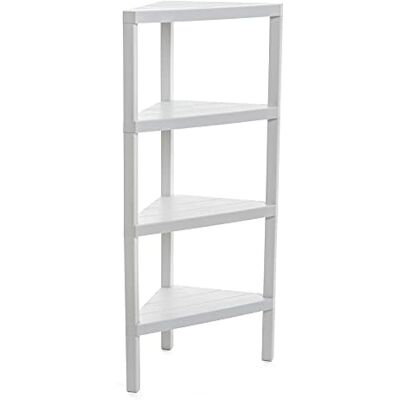 TATAY 4481101 Lombok Hoekrek met 4 etages, van polypropyleen, BPA-vrij, houtlook, anti-slip stopper, max. 10 kg per plank, eenvoudige montage, afmetingen 33 x 33 x 100 cm, wit,Dimbaar TATAY 4481101 Lombok Hoekrek met 4 etages, van polypropyleen, BPA-vrij, houtlook, anti-slip stopper, max. 10 kg per plank, eenvoudige montage, afmetingen 33 x 33 x 100 cm, wit,Dimbaar