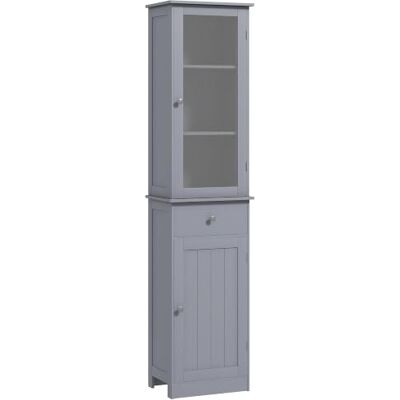 kleankin Badkamermeubel, kast, deur, acryl, grijs 2 planken, 1 plank, lade, MDF kleankin Badkamermeubel, kast, deur, acryl, grijs 2 planken, 1 plank, lade, MDF