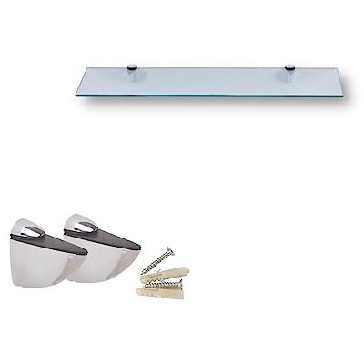 Euro Tische Glazen wandplank, 30 x 17,8 cm, glazen rek voor badkamer, doucheplank van zwart glas met 6 mm dik gehard glas en metalen beugels (transparant) Euro Tische Glazen wandplank, 30 x 17,8 cm, glazen rek voor badkamer, doucheplank van zwart glas met 6 mm dik gehard glas en metalen beugels (transparant)
