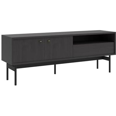 Selsey TV-meubel staand op poten tv-kast met lade plank twee deuren 154 cm Portland Ash Zwart Olar Selsey TV-meubel staand op poten tv-kast met lade plank twee deuren 154 cm Portland Ash Zwart Olar
