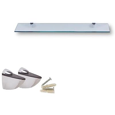 Euro Tische Glazen badkamerplank, transparante glazen wandplank, wandplank, wandplank, met 6 mm ESG-veiligheidsglas en metalen houders, verschillende maten (50 cm) Euro Tische Glazen badkamerplank, transparante glazen wandplank, wandplank, wandplank, met 6 mm ESG-veiligheidsglas en metalen houders, verschillende maten (50 cm)