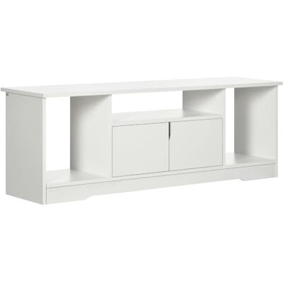 HOMCOM TV-bank, modern design, 120 x 30 x 41 cm, wit 3 nissen, dubbele deurkast, spaanplaat HOMCOM TV-bank, modern design, 120 x 30 x 41 cm, wit 3 nissen, dubbele deurkast, spaanplaat