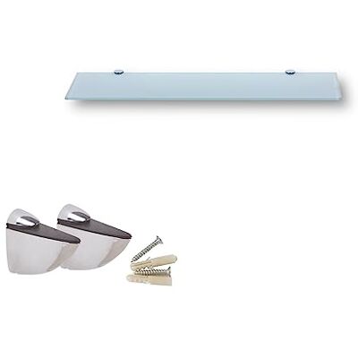 Euro Tische Wandrek van glas, 50 cm, glazen rek voor badkamer, doucherek van wit glas met 6 mm gehard veiligheidsglas en metalen houders (wit) Euro Tische Wandrek van glas, 50 cm, glazen rek voor badkamer, doucherek van wit glas met 6 mm gehard veiligheidsglas en metalen houders (wit)