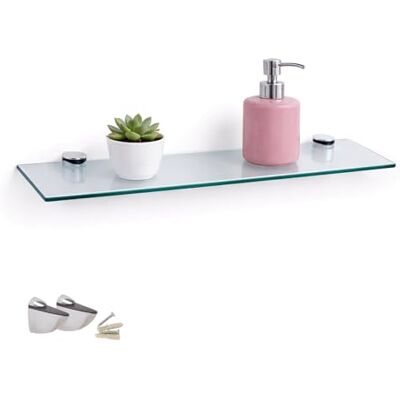 Euro Tische Glazen wandplank, helder glas, glazen rek voor badkamer, helder glas, doucheplank met 6 mm ESG veiligheidsglas en metalen houders, verschillende maten (30 cm) Euro Tische Glazen wandplank, helder glas, glazen rek voor badkamer, helder glas, doucheplank met 6 mm ESG veiligheidsglas en metalen houders, verschillende maten (30 cm)